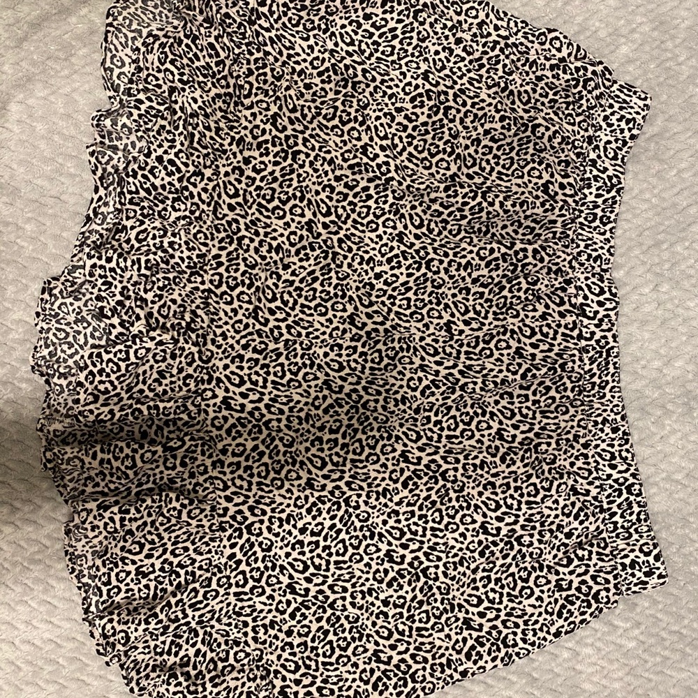 Black and white leopard mini skirt